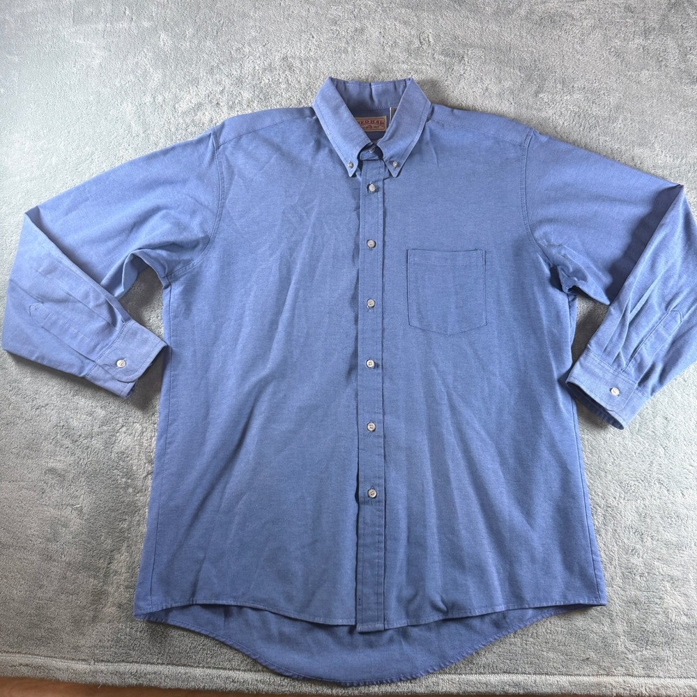 Red Kap Mens Blue‎ Long Sleeve Oxford Button Down Work Shirt SR70FB3 Size 17-35